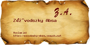 Závodszky Absa névjegykártya